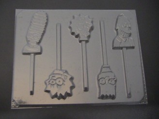 179sp Simpleton Faces Chocolate Candy Lollipop Mold